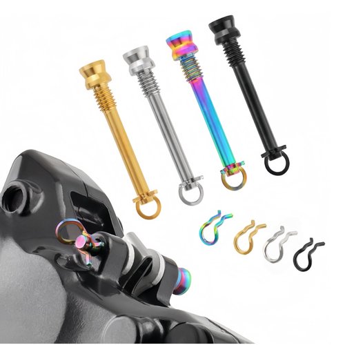JMFahrrad Titanium Bike Disc Brake Caliper Bolts with Snap Rings, Mountain Bicycle Brake Pad Screws, 1 Pair (Black)