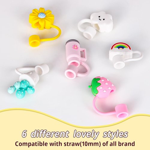 Hydro Flask Straw Cover Cap - Reusable Silicone Straw Covers for 10mm Straws | 6-Pack, BPA Free