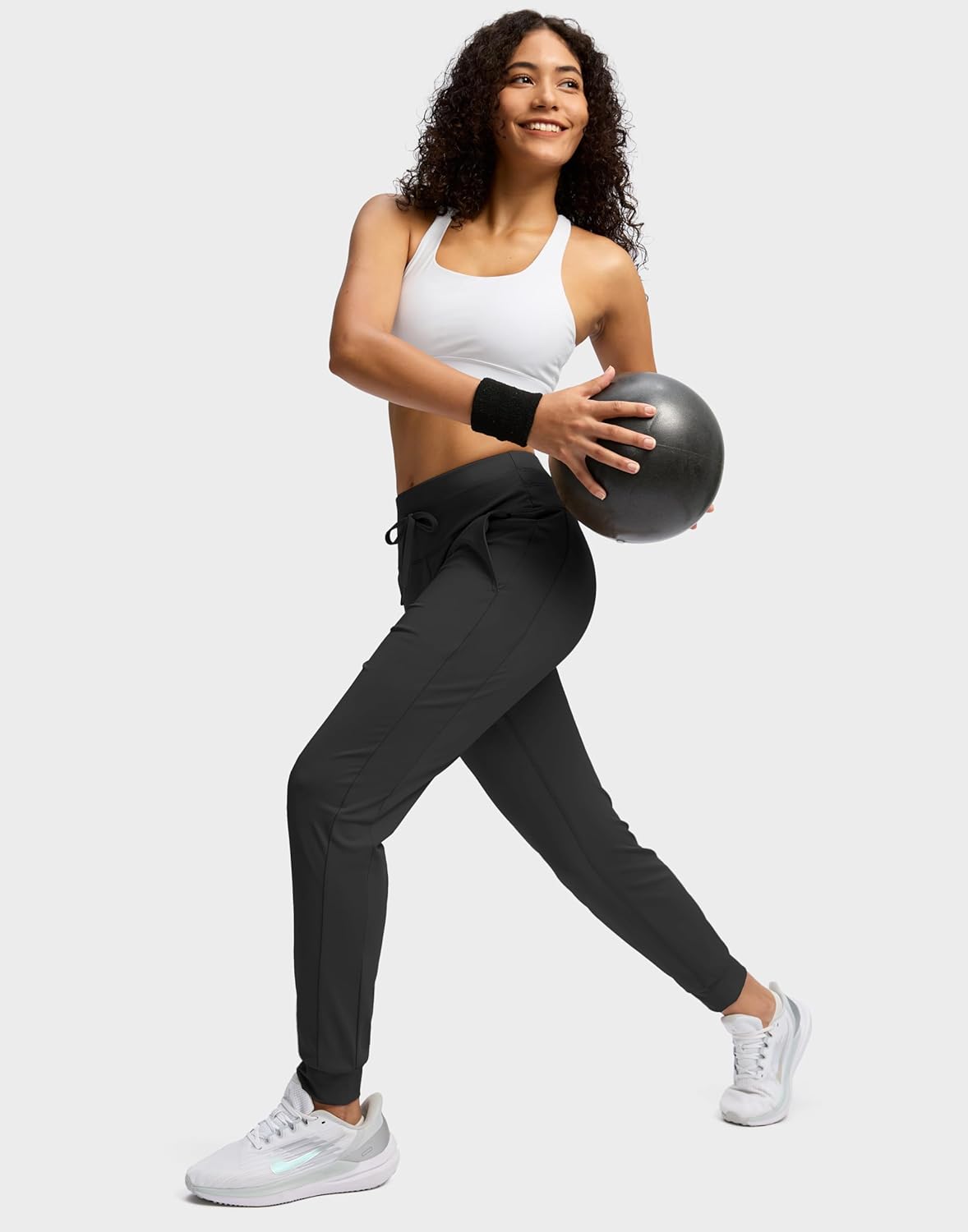 Soothfeel Women's High-Waisted Joggers - Athletic Sweatpants with Zipper Pockets for Yoga & Running