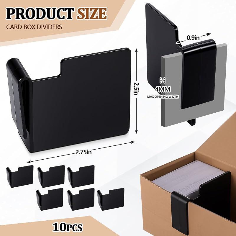 10 Pcs Black Card Box Dividers, Max Opening Width 4mm – Variation: Black+10+Max Opening Width:4mm