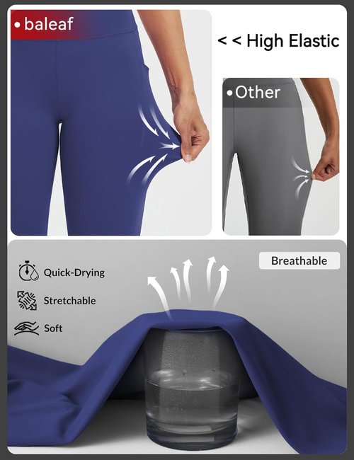 Baleaf Women's High-Waisted Capri Leggings - 17" Tummy Control with Pockets for Yoga & Gym