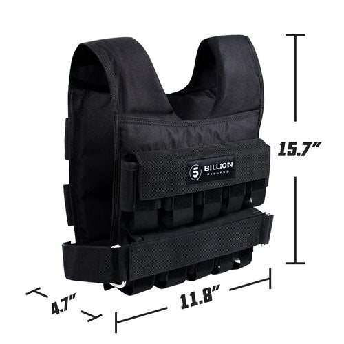 Adjustable Weighted Vest 0-44lbs,5BILLION Weight Vest with Solid Bar Weights,Body Weight Vest for Men Women,Strength Training Workout Vest for Running Pushups Squats,Pockets On the Back and Front