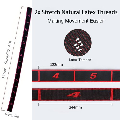 2PCS Fitness Resistance Band for Stretching and Yoga, Numbered Resistance Band with Clear Markings, 8-Section Elastic Training Bands for Yoga, Stretching, Pilates, Fitness (8 Grids)