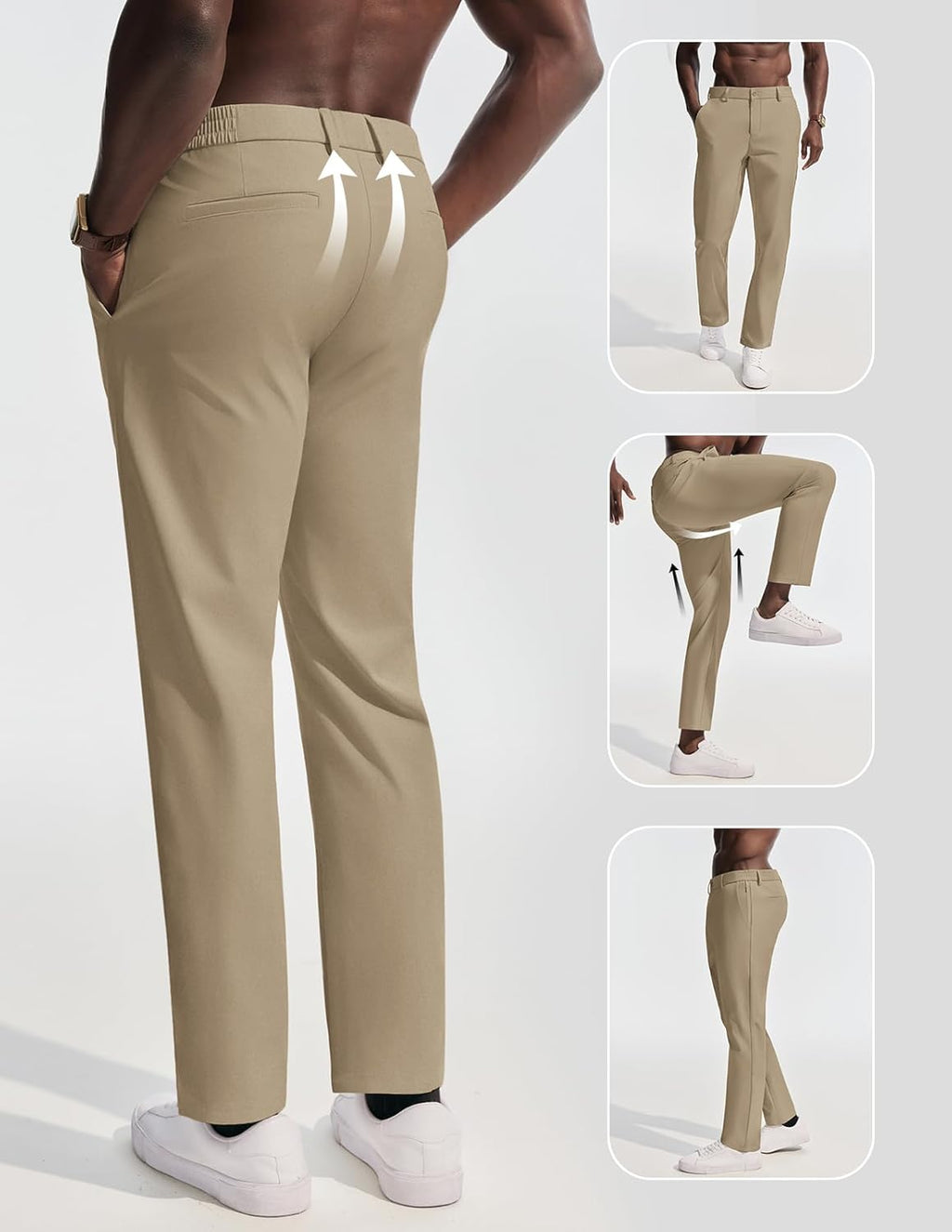 PJ PAUL JONES Men's Golf Pants - Lightweight Stretch Slim Fit Tapered Trousers | Wrinkle-Free Design