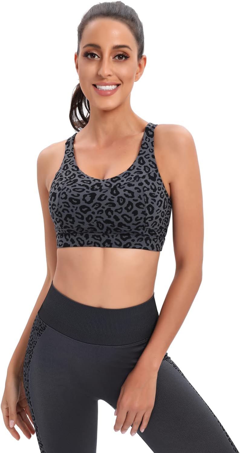 RUNNING GIRL High Impact Sports Bra - Racerback Workout Crop Top for Women | Push-Up Design