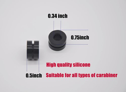 HZUTUZH Black Rubber Silicone Carabiner Keeper Retainer - Belay & Rigging Stopper for All Types of Locking Carabiner & Quickdraw (10)