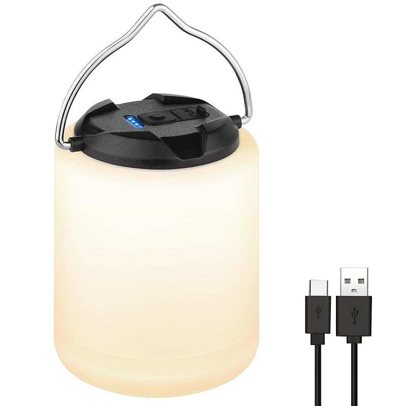 BOBKID LED Camping Lantern - Rechargeable, 1000 Lumens, 360° Light, IP44 Waterproof (Black)