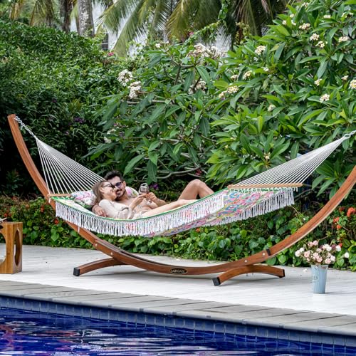 Lazy Daze Double Quilted Hammock with Pillow & Carry Bag Pink Floral - Supports 450 lbs