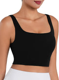 Sunzel Square Neck Sports Bra - Padded Yoga Crop Top with Wide Straps for Women | Perfect for Pilates & Gym