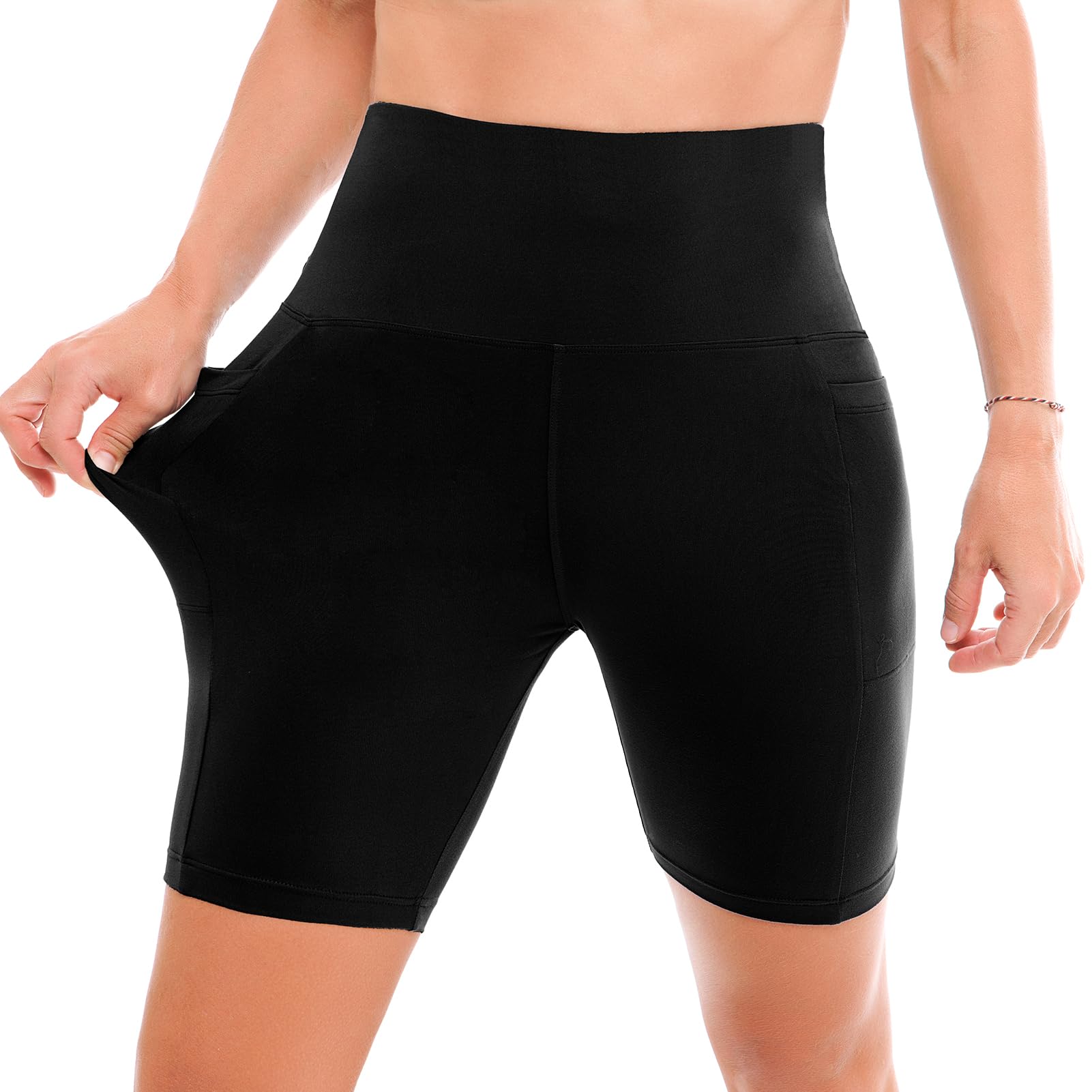 Ipletix Biker Shorts with Pockets for Women - 6'' High Waisted Womens Yoga Gym Athletic Running Workout Shorts