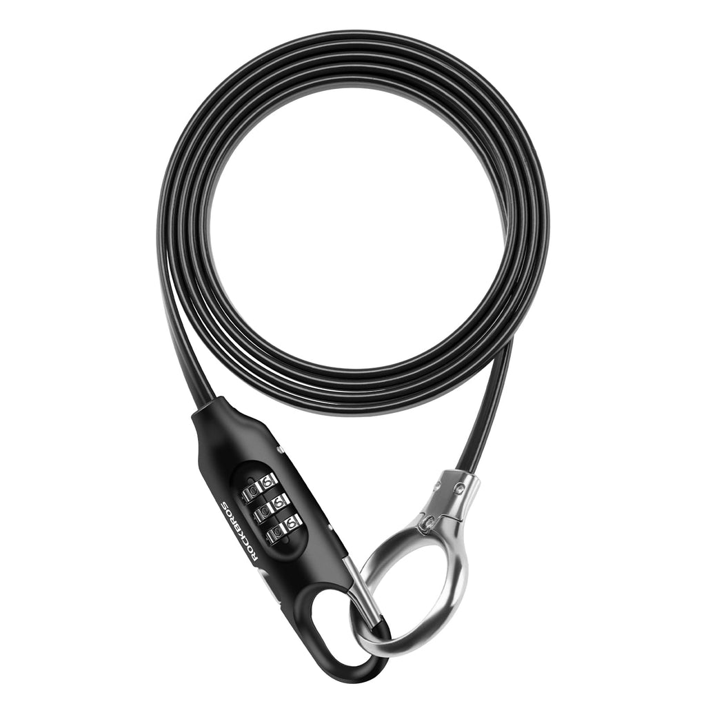 ROCKBROS 5FT Bike Lock Cable with Preset Combination Lightweight Versatile & Weatherproof Security Bike Lock Black