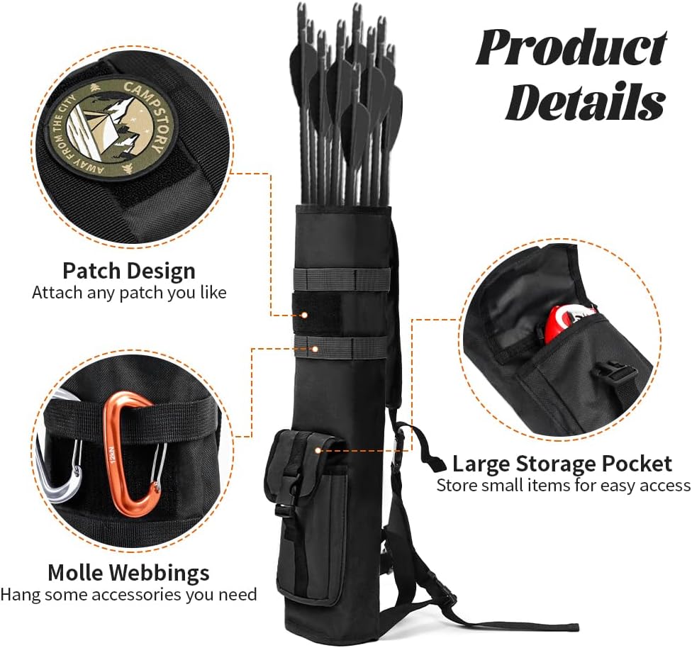 PSKOOK Archery Quiver - Lightweight Back Arrow Holder for Easy Access | Durable Design