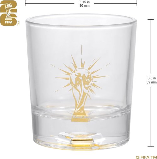 FIFA World Cup 2026 Edition - 8oz Whiskey Glass & Leather Coasters Gift Set | Perfect for Parties & Gamedays