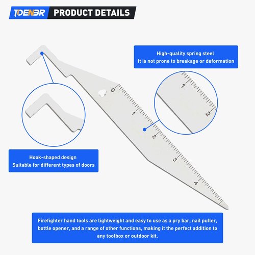 TIDENBR 3Pcs Professional Stainless Steel Firefighter Tool Set - Includes Multi-Functional Hand Lever with Comfort Grip, Precision Single-Hook and Double-Hook Tools with Integrated Ruler Scales