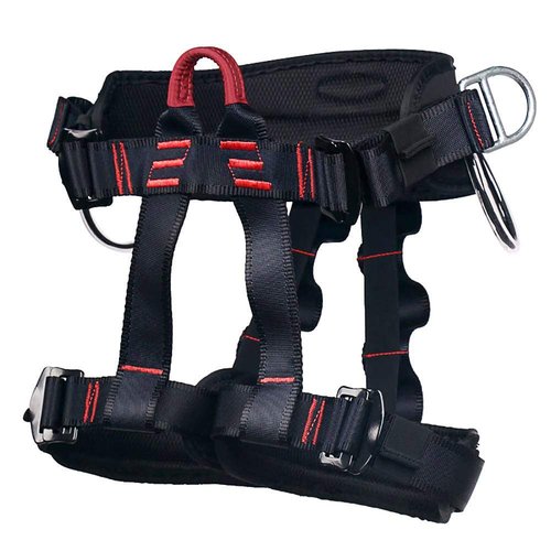 X XBEN Climbing Harness, Protect Waist Safety Harness Gear, Wider Half Body Harness for Roofing Fire Rescuing Rock Climbing Rappelling Tree Climb Red