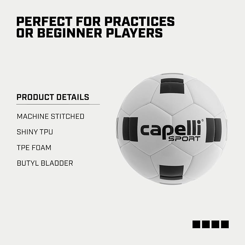 Capelli Sport Soccer Ball Size 4/5 and Mini - Classic White/Black, Training & Practice