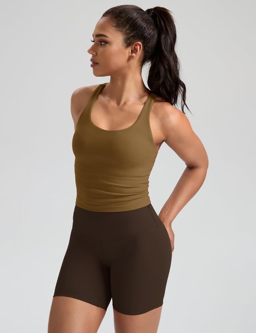 HeyNuts Zeal Bras | Longline Ribbed Medium Support Sports Bra with Crisscross Back & Removable Pads - A-D Cups