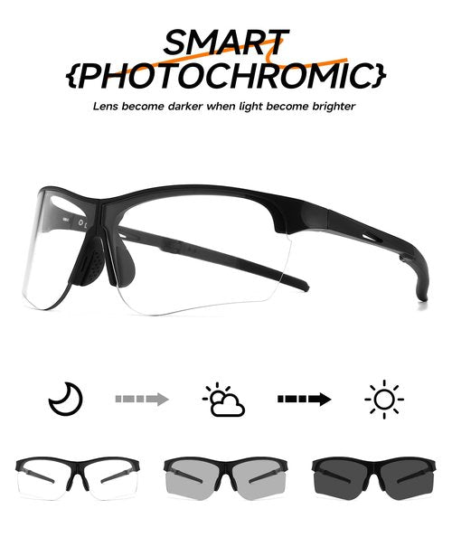 CNLO sports sunglasses lightweight TR90 frame women driving fishing foldable color changing sunglasses UV400 protection(Black Frame White To Gray)