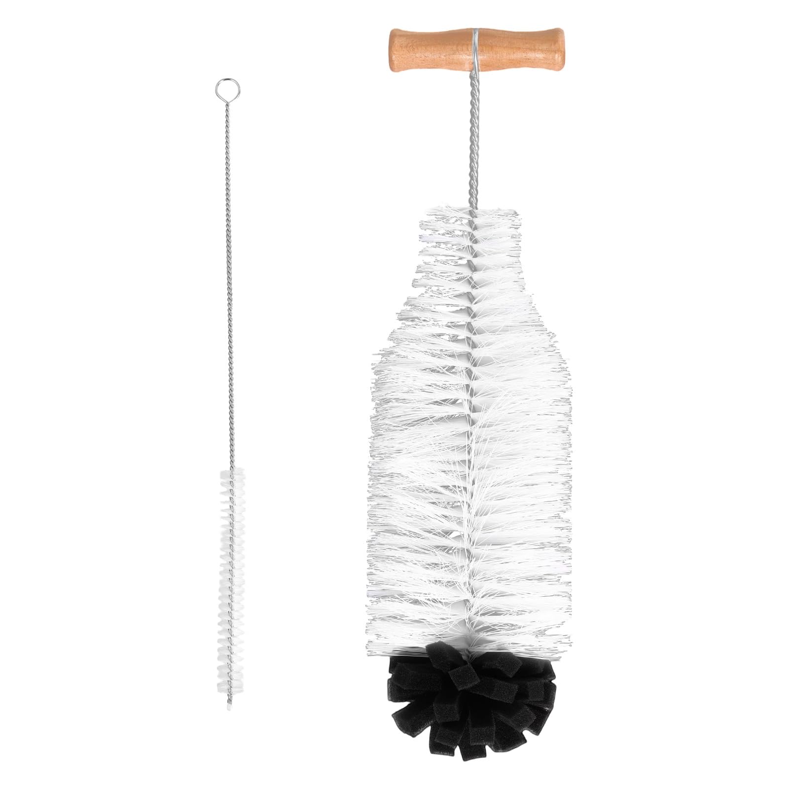 2pcs Water Bottle Cleaning Brush Set, Long Wooden Handle Brush with Straw Cleaner Water Bottle Cleaning Kit for Stanley Cup Tumblers Travel Mugs & Other Bottles