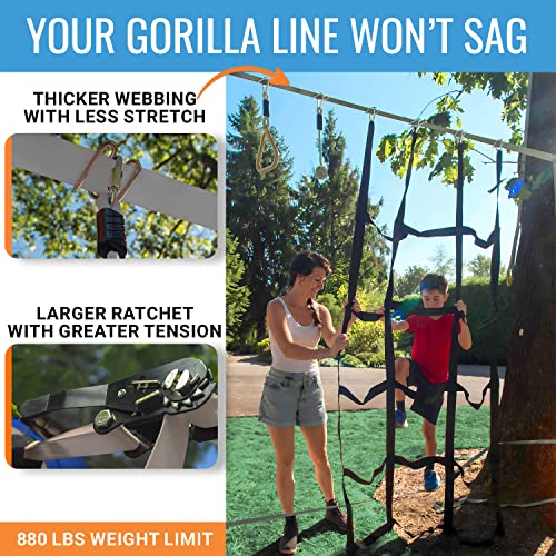 Kids Ninja Warrior Obstacle Course Set - 2 x 60 ft, 13 Obstacles, Grey