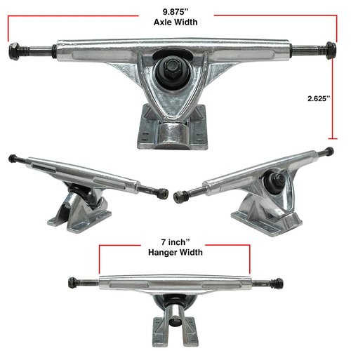 Yocaher Longboard Skateboard Trucks Combo Set 71mm Wheels + 7"/180mm Heavy Duty Aluminum Polished Trucks, Bearing, Riser Pad, and Longboard Hardware Package (Solid Black Wheel & Polished Trucks)
