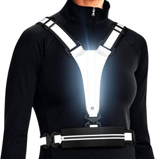 LED Reflective Vest by [Brand Name] - USB Rechargeable Light-Up Running Gear with Phone Holder | Ideal for Night Walks