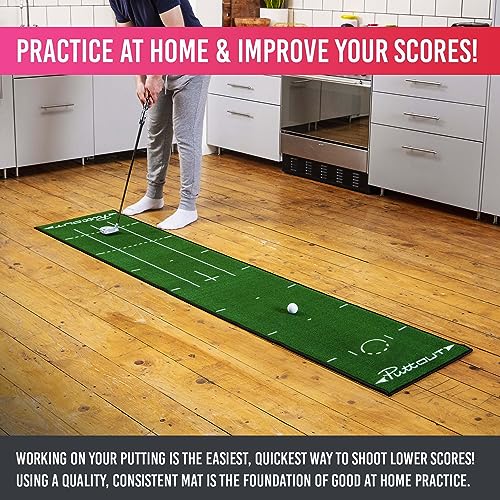 Golf Putting Mat - 7.9ft x 1.6ft Practice Mat with Alignment Lines and Targets