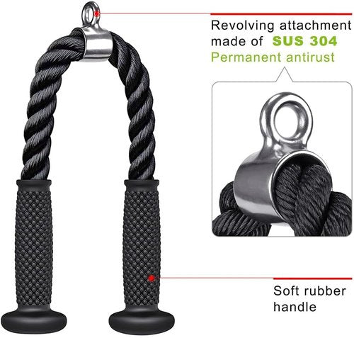 Kipika Tricep Pull Down Attachment - Home Gym Cable Machine Accessory for Weight Fitness