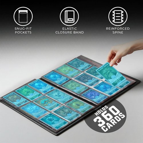 CardGuard Trading Card Binder Pro-Folio - Durable 9 Pocket Album for Pokémon, YuGiOh, MTG & Sports Cards - Black