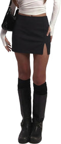 Skiennix Mini Skirt - Trendy Low Waist Bodycon Design with Side Split & Shorts Underneath | Casual Outfit