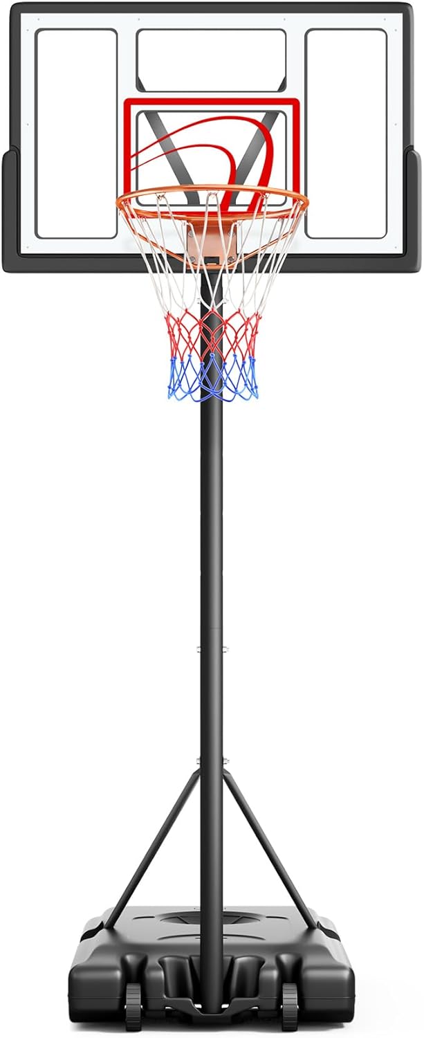 TONBUX Adjustable Basketball Hoop - 10FT Portable Goal with 44 Inch Backboard for Kids & Adults