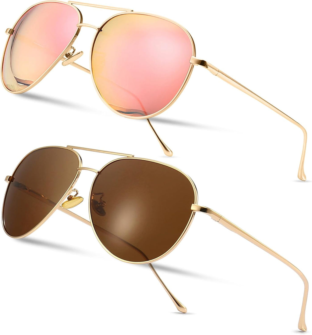 SUNGait Women's Aviator Sunglasses - Lightweight Oversized Design with Mirrored Polarized Lenses