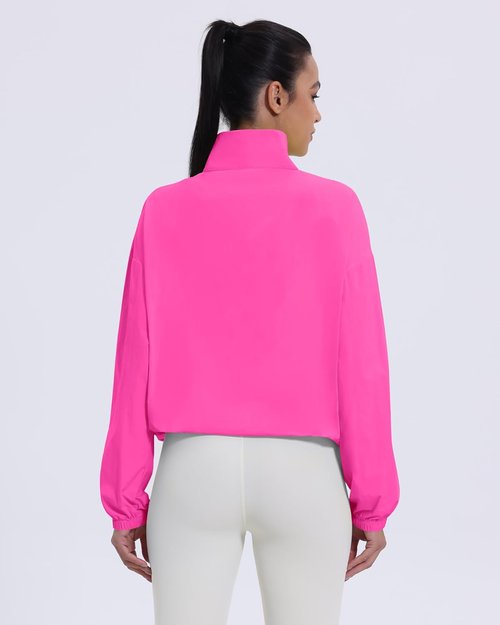 Locachy Women's Athletic Workout Jacket - Lightweight Cropped Full Zip for Running & Hiking
