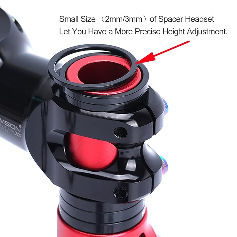 1-1/8 Inch Aluminium Bicycle Headset Spacer with Stem Top Cap, Includes Star Nut (Black) - 7 Pieces