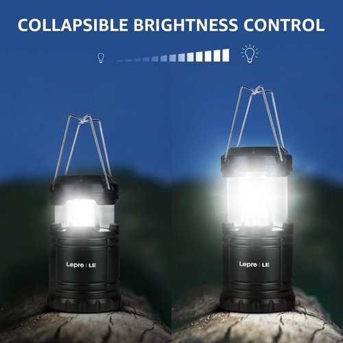 Lepro LED Camping Lantern - Collapsible, IPX4 Water Resistant, Portable Emergency Light | Battery Powered