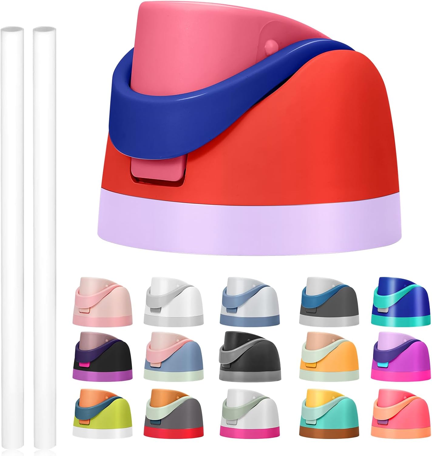 Owala Replacement Lid - Leakproof One-Button Top for 16oz, 24oz, 32oz, 40oz Water Bottles - BPA-Free (Red Pink)