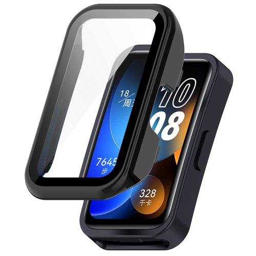 FitTurn Compatible with Huawei Band 10/10 NFC/9/9NFC/8/8NFC Screen Protector Cases Replacement PC Slim Case Cover 3D Full Coverage Tempered Glass Screen Protector for Huawei Band 10 Fitness Tracker Watch (Black*3)