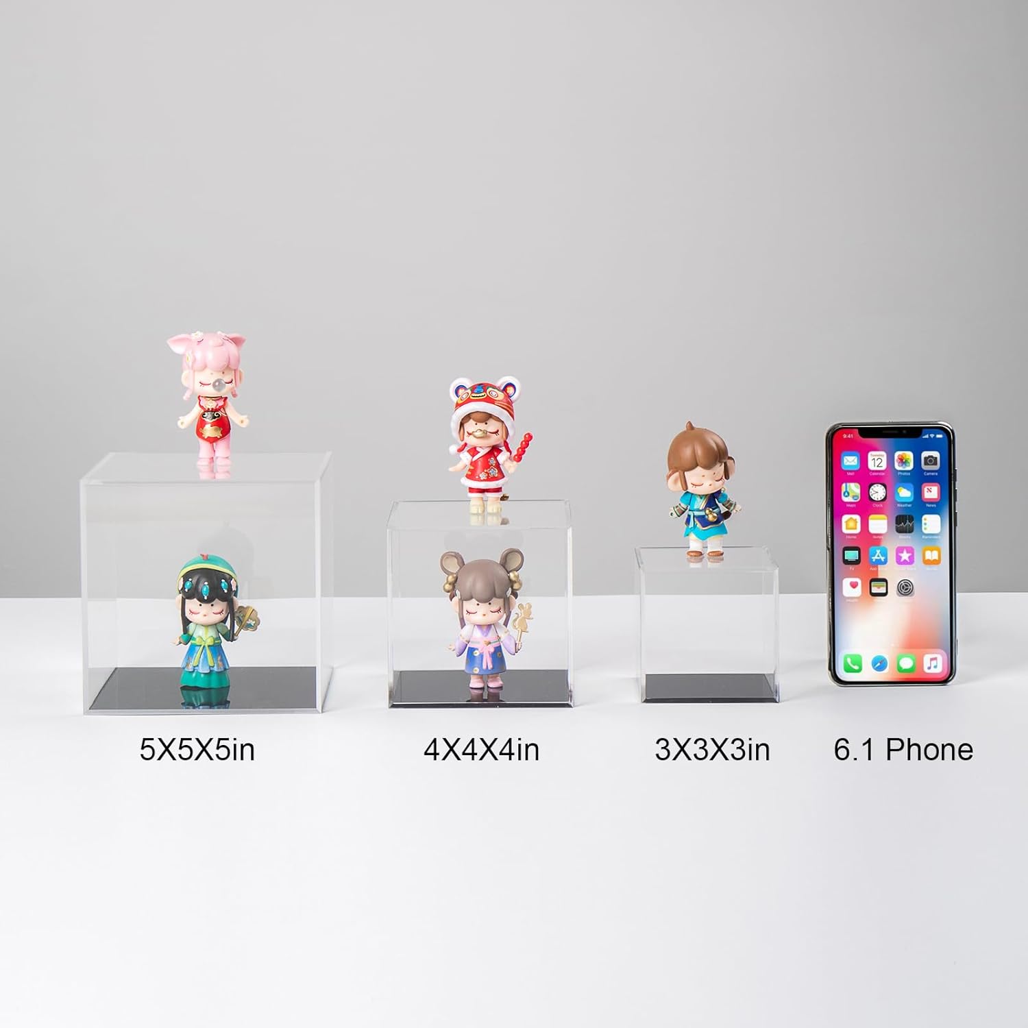 Skiennix Clear Acrylic Display Box - Dustproof Organizer for Collectibles | 3x3 Inch Cube