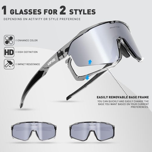 KAPVOE Polarized Cycling Glasses Men Women Mountain Bike Sunglasses MTB Glasses TR90 Sport Glasses Biking Sunglasses Bicycle Riding Goggles Road Cycling Sunglasses Running Golf Cycle Glasses Silver