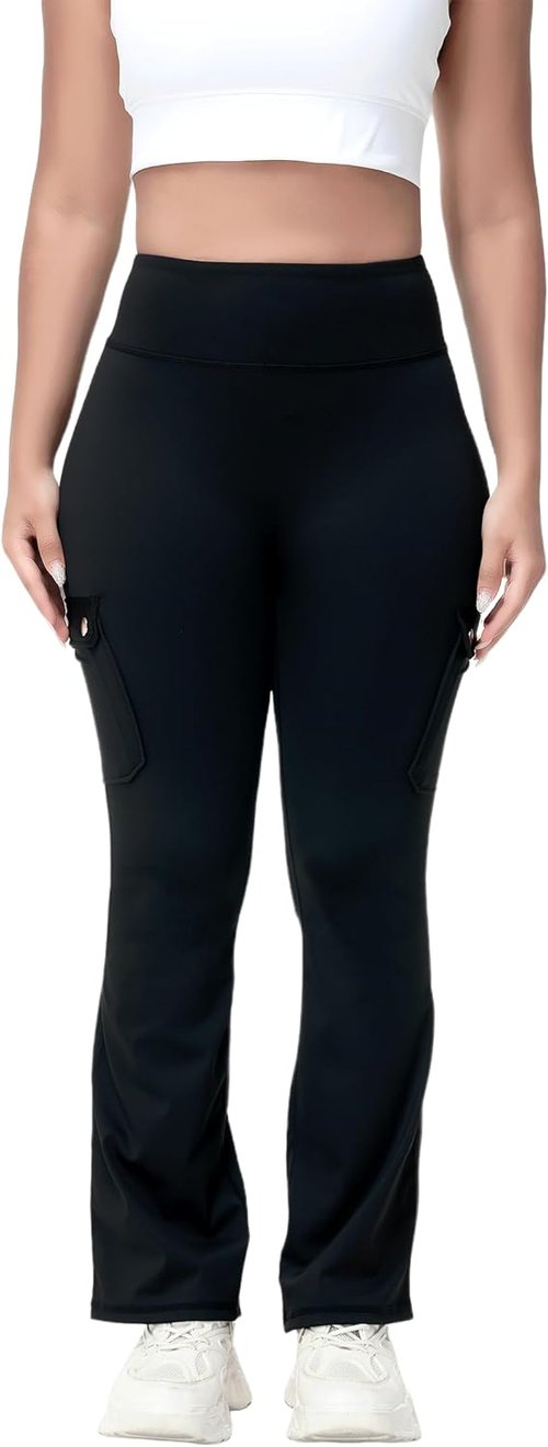 Madrirdma Cargo Leggings - High Waist Workout Pants with Pockets for Women | Flare Design