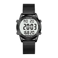 TIMEURE Men's Pedometer Watch with Stainless Steel Bracelet, Step Counter Watch, No App, No Charging Needed for Outdoor Walking, Calorie, Distance, Alarm, Countdown Timer TU-2306B