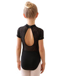 High Neck Lace Leotard for Girls - 7-8 Years - Black Lining