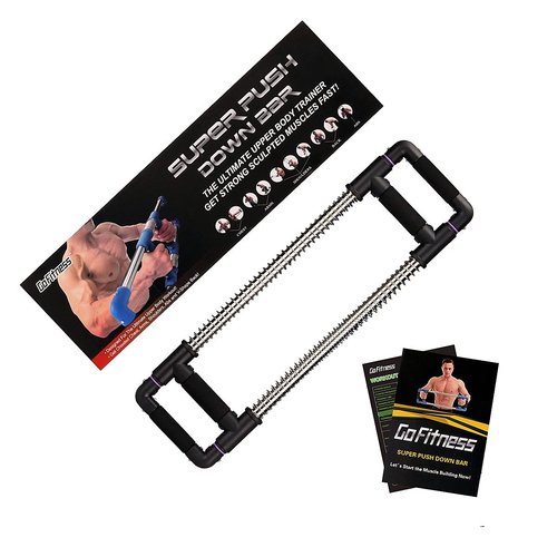 GoFitness Push Down Bar Machine - Chest Expander at Home Workout Equipment for Chest, Arm, Shoulder, Abs and Back - Portable Upper Body Trainer for Home, Travel or Outdoors
