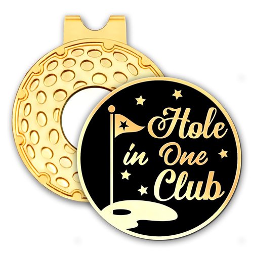 rofiowa Hole in One Club Black Gold Golf Ball Marker with Hat Clip, Funny Golf Accessories for Men Women, Christmas Father's Day Birthday Gifts for Golf Fan Golfer, Novelty Golf Gifts (OBJ051)
