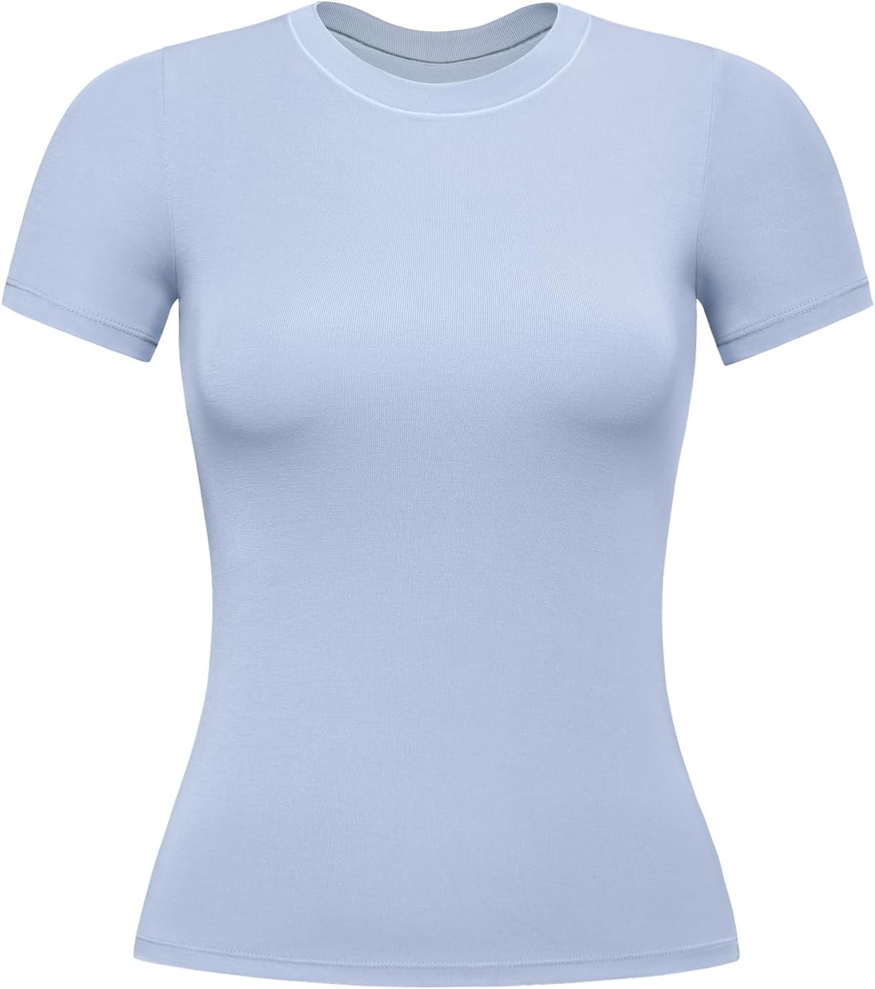 AUROLA Everyday Fitted T-Shirt - Women's Crew Neck Short Sleeve Modal Slim Fit Top | Stylish Crop Tee