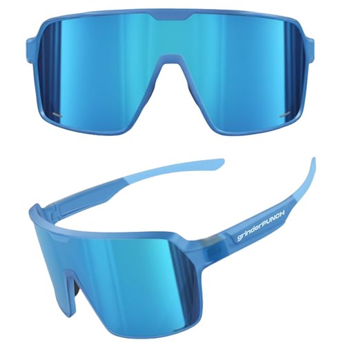 grinderPUNCH Polarized Sports Sunglasses for Men Women UV Protection Shades for Baseball Running Cycling Skiing & Pickleball (Blue, Extra Large)