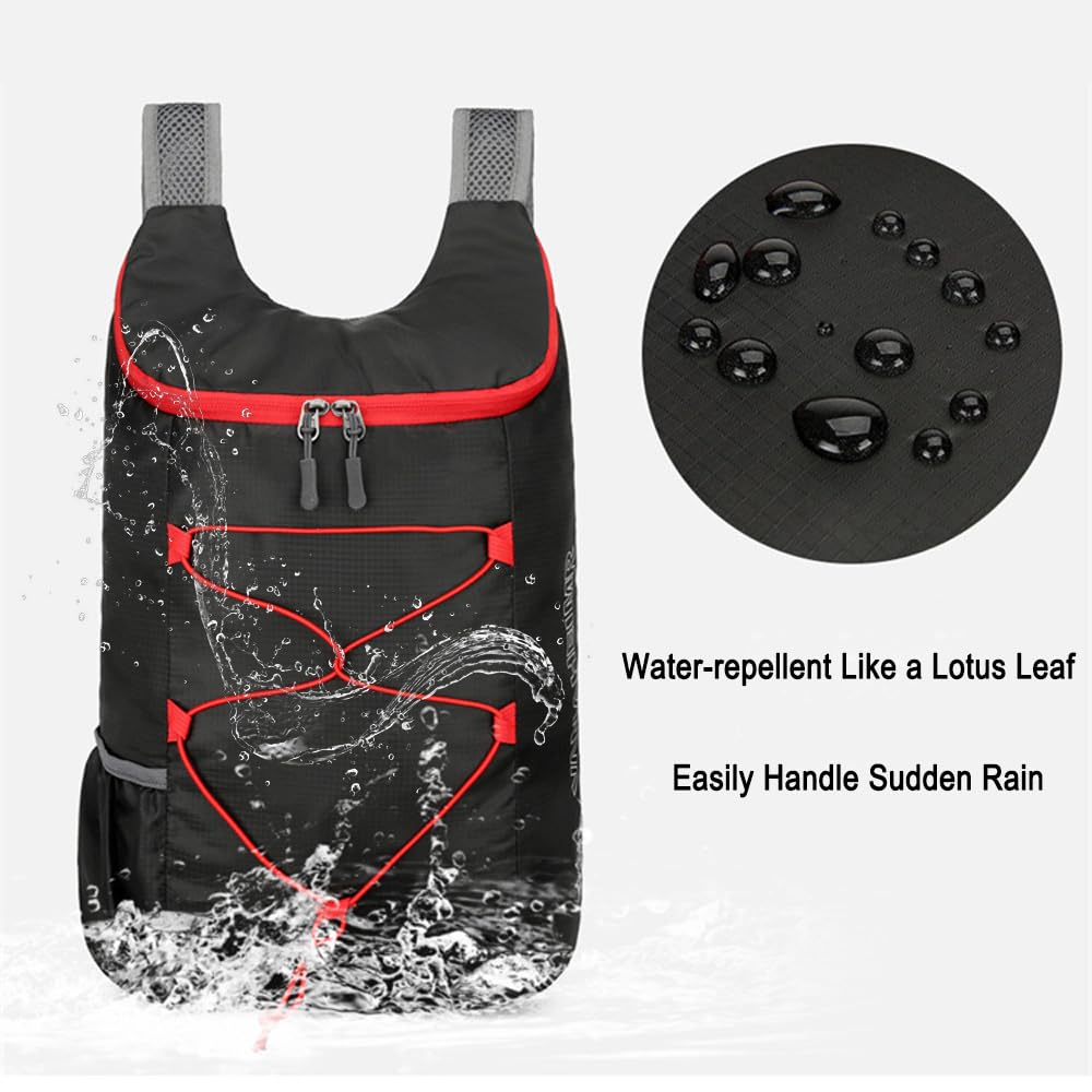 Xanaluyu Lightweight and Thin Foldable Backpack, Climbing Bag, Hiking Daypack,15L Waterproof Travel Packable Rucksack (Black)