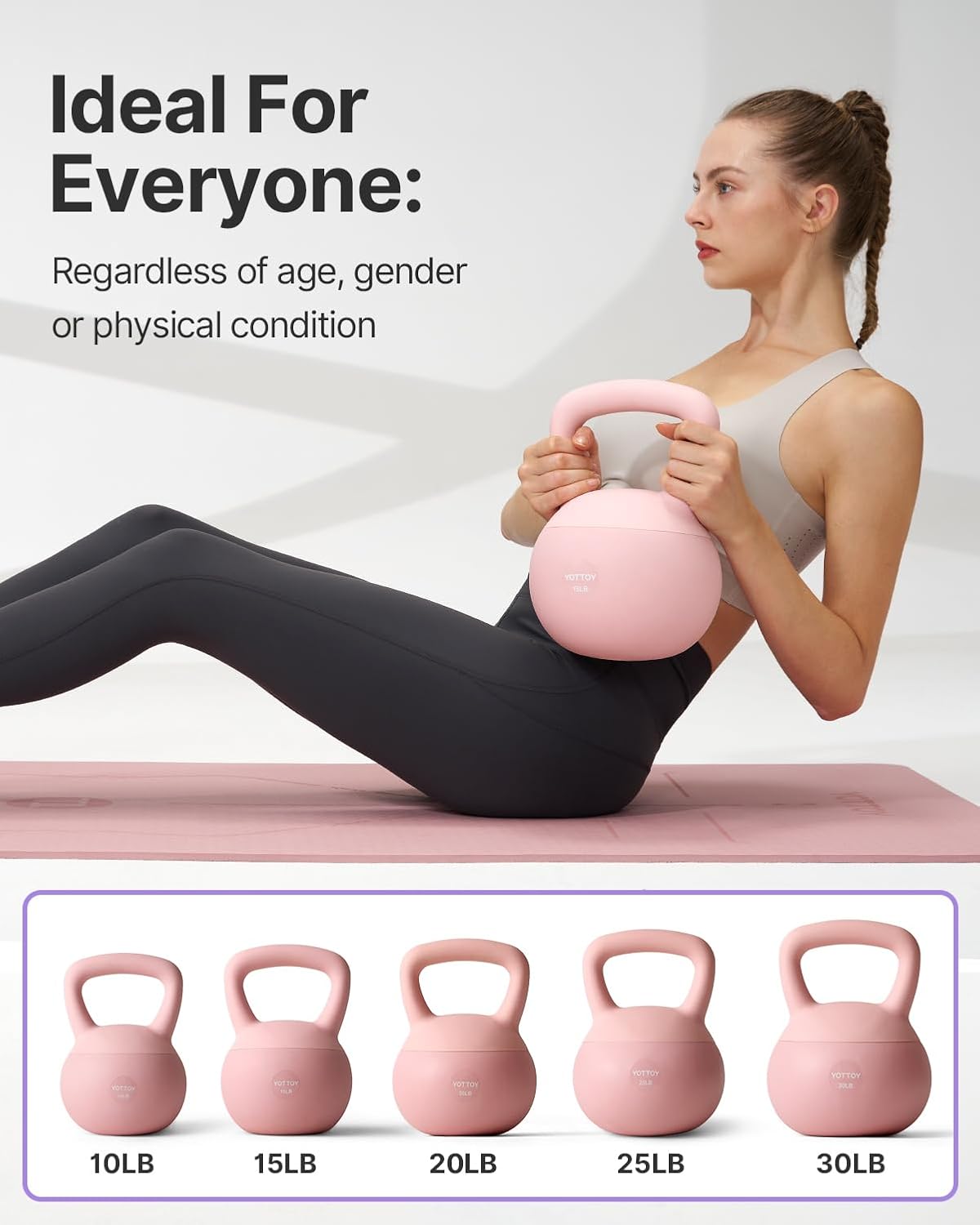 YOTTOY Soft Kettlebell - Anti-Slip Grip Weight for Home Workouts | Safe & Durable Design
