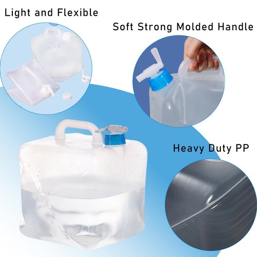 Nexboraque 2 Pack 5.3 Gallon Collapsible Container with Spigot, Foldable Water Jug Portable Camping Water Storage Carrier Jug for Outdoors Hiking Backpack & Emergency, Food Safe