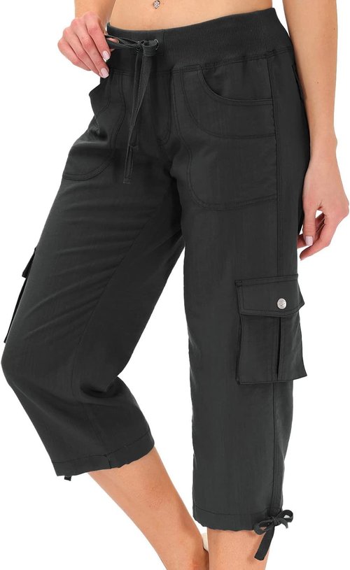 MoFiz Women's Capris - Lightweight Casual Pants with Pockets | Loose Fit Baggy Cargo for Hiking